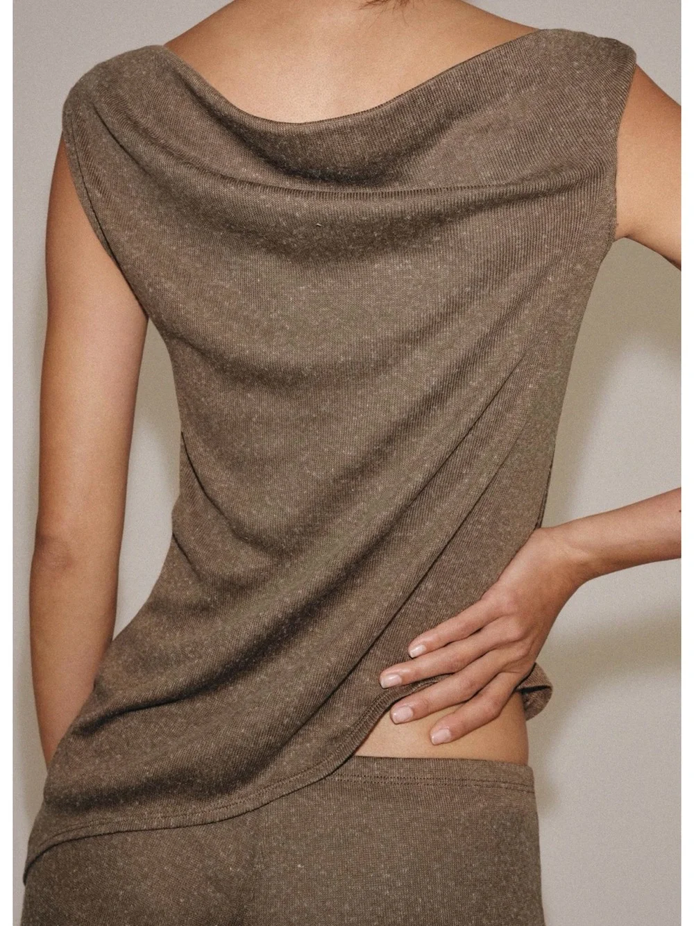 Zara matching 2 piece set cozy brown off shoulder top pants